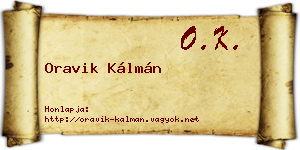 Oravik Kálmán névjegykártya